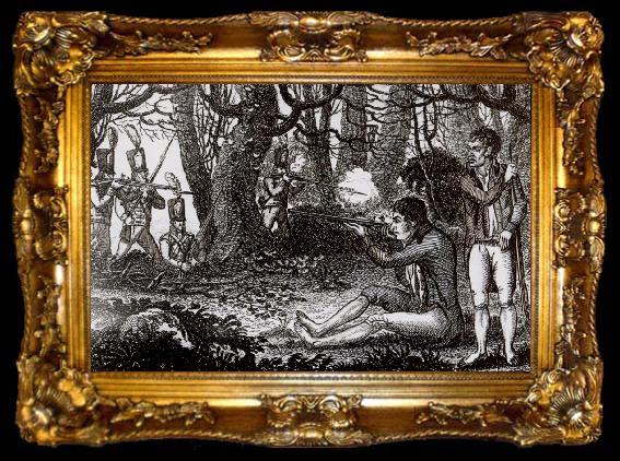 framed  Thomas Pakenham A rebel ambush in the woods of County Wicklow,from a contemporary Print, ta009-2